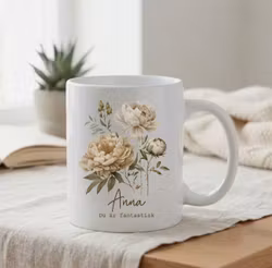 Mugg - Pion med valfritt namn Vit
