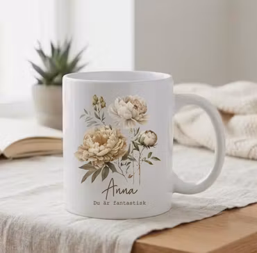 Mugg - Pion med valfritt namn Vit