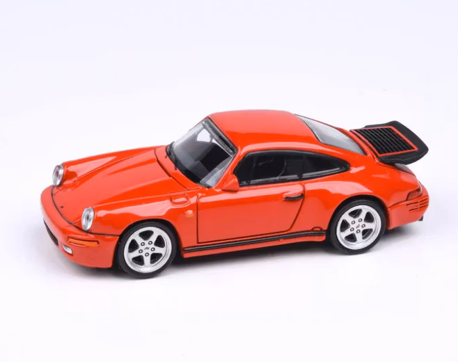 Skala 1/64 Porsche 911, 1987 RUF CTR "Yellowbird" Hö-styrd, Guards Röd fr Para64