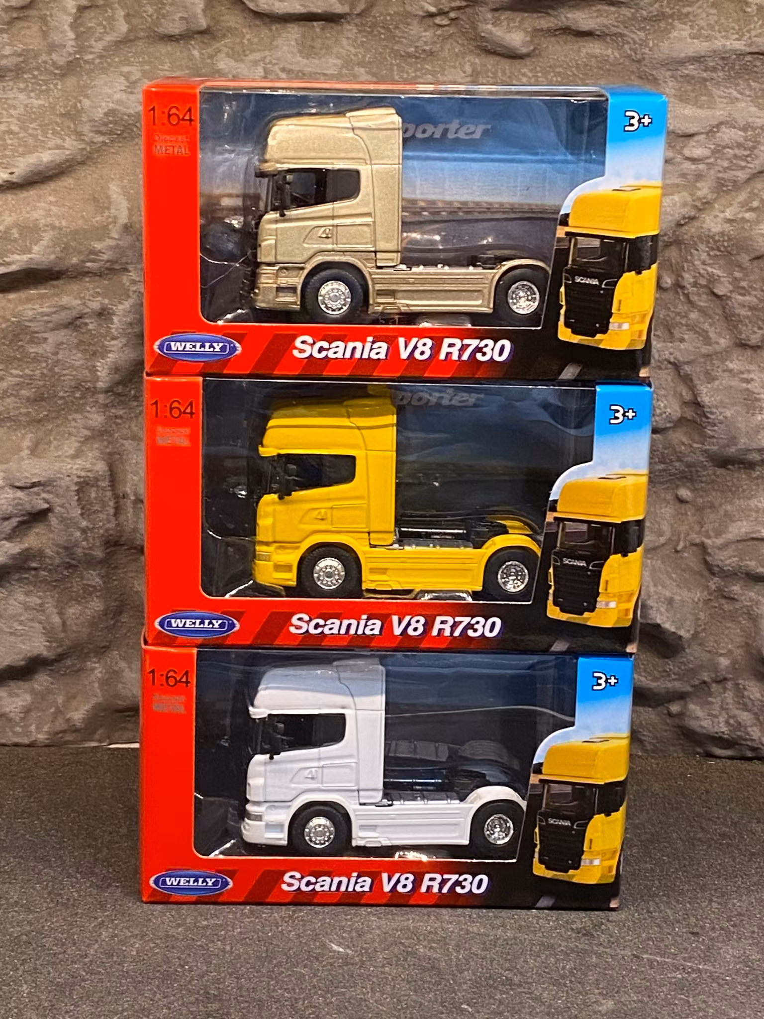 Skala 1/64 - Scania V8 R730 tractor 2-axle, red fr Welly