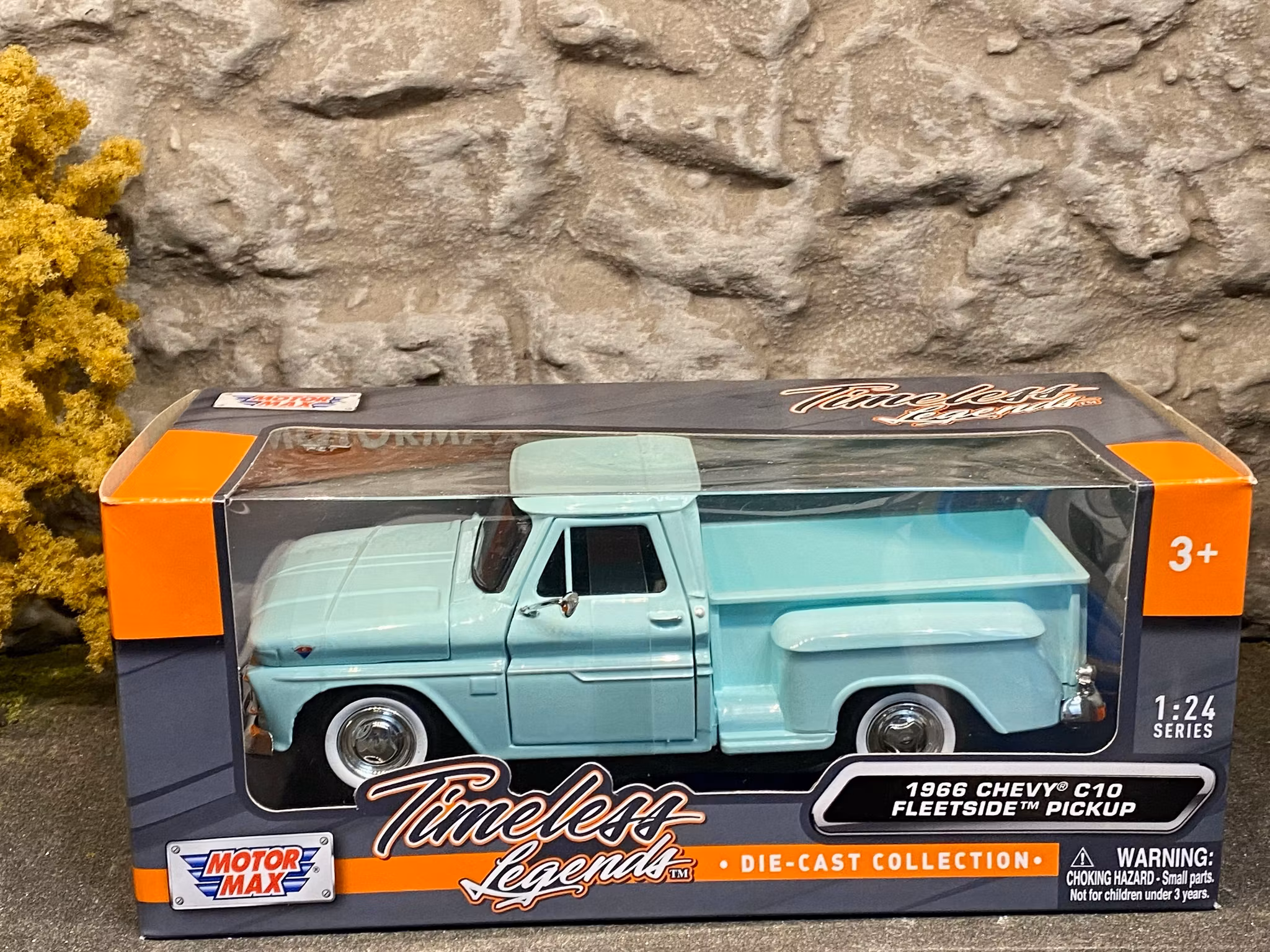 Skala 1/24: Skrot?/Scrap? 1966 GMC C1000 Fenderside Pickup, Mintgreen fr Motormax