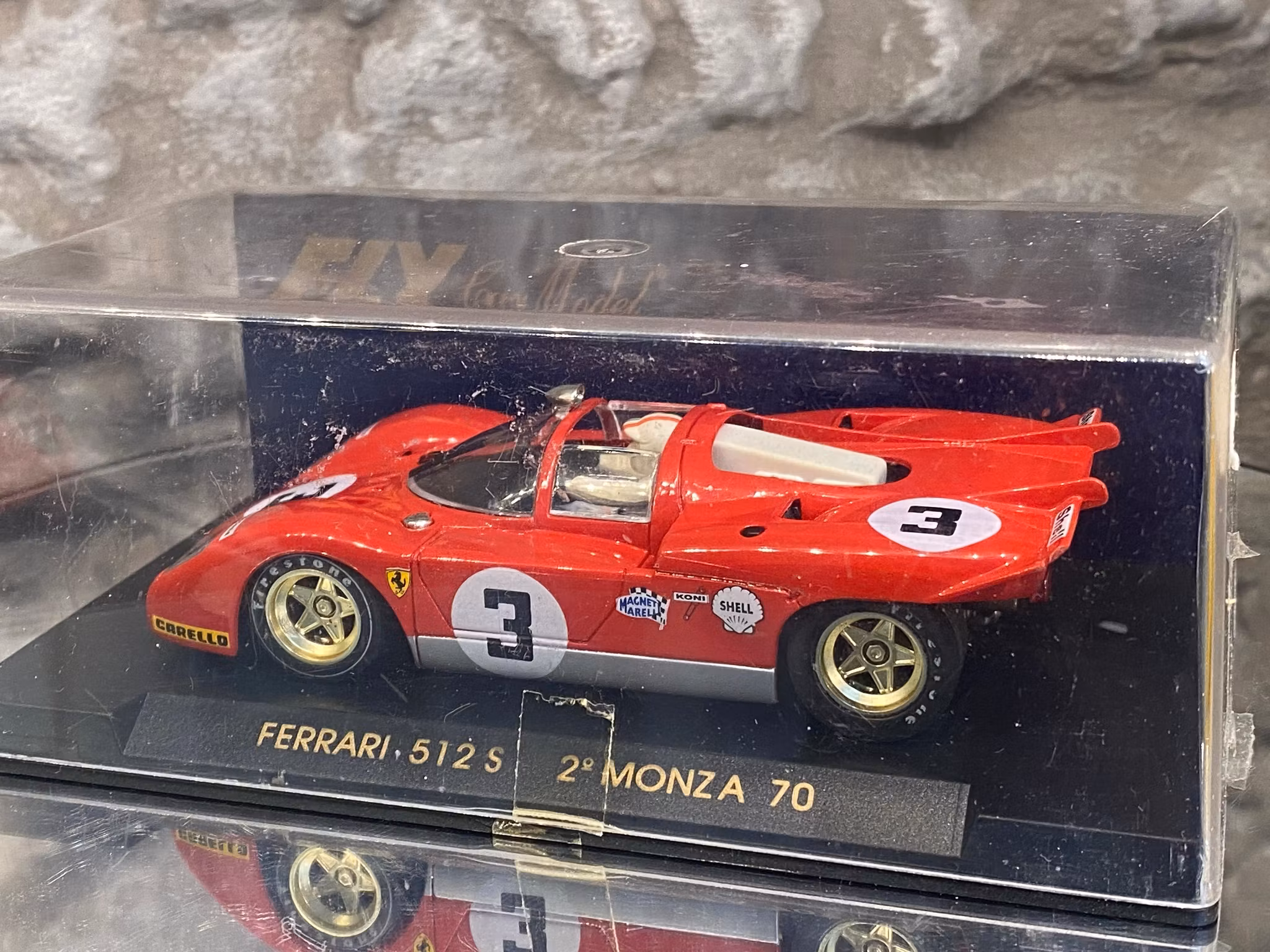 Scale 1/32 Analogue FLY slotcar: Ferrari 512 #3 Monza 70'
