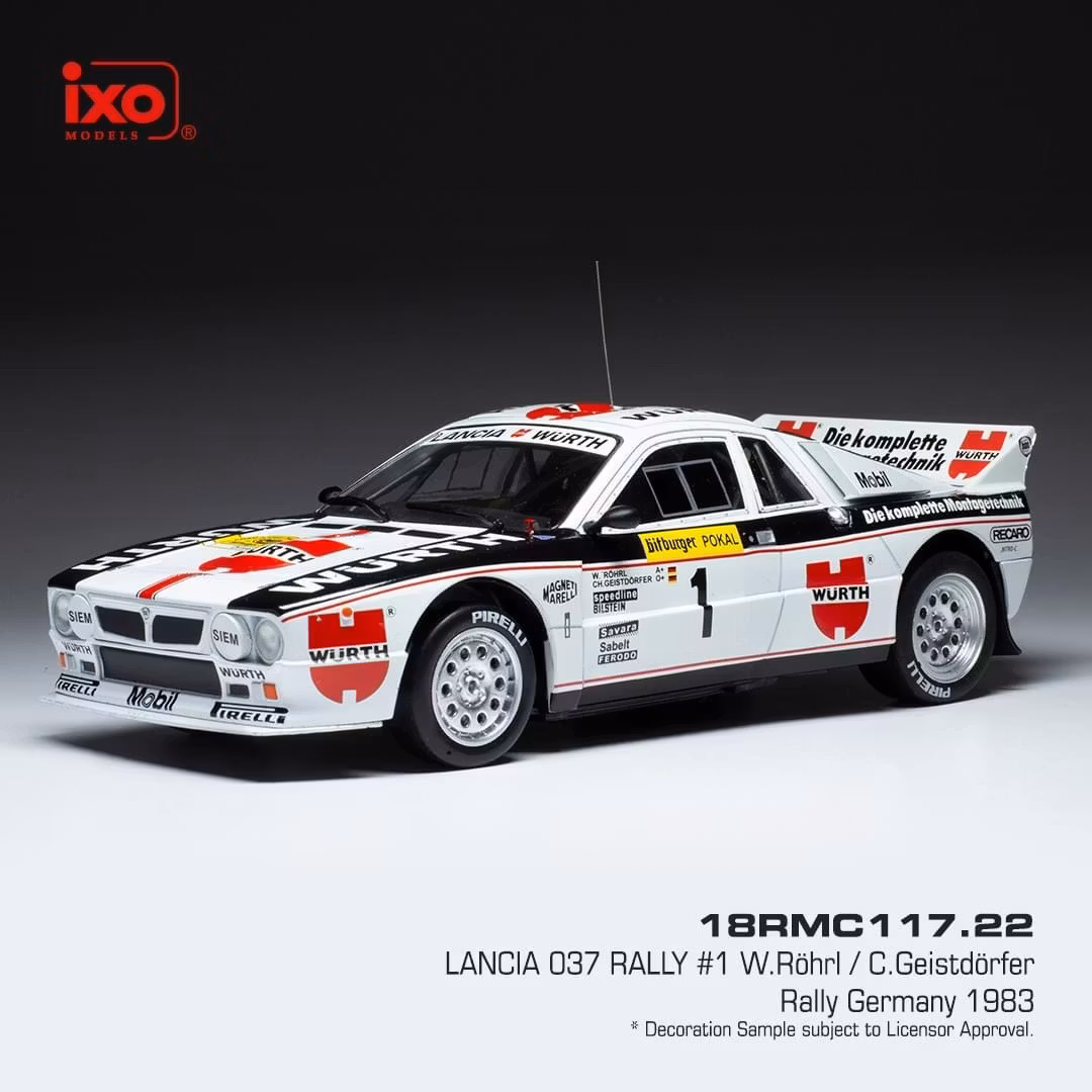 Skala 1/18 Lancia 037 Rally #1, Würth, Rallye DM W.Röhrl/C.Geistdörfer, 1983 fr IXO Models