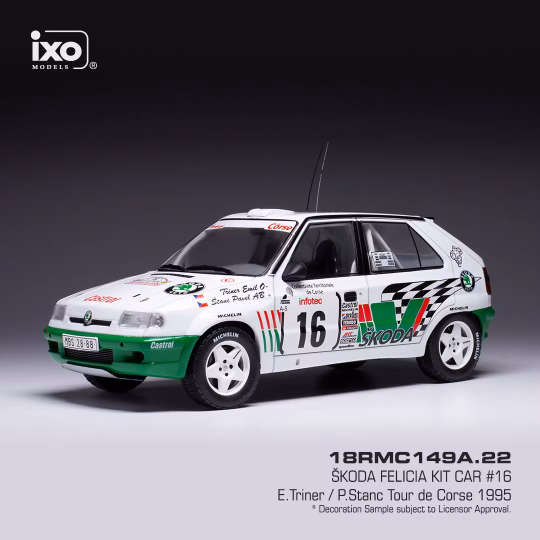 Skala 1/18 ŠKODA FELICIA Kit Car #16 Tour de Corse 1995 fr IXO Models