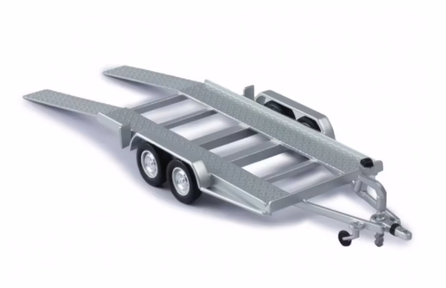 Skala 1/43 Biltransport, Boggie bilsläp /trailer, Silvrigt, från IXO Models