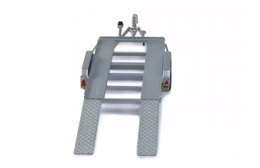 Skala 1/43 Biltransport, Boggie bilsläp /trailer, Silvrigt, från IXO Models