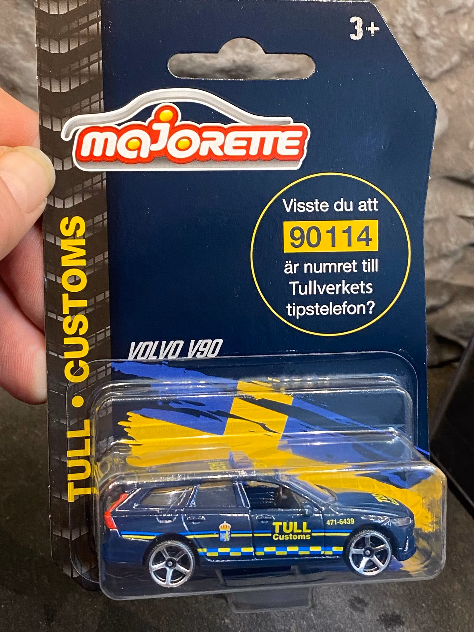 Skala 1/64 Volvo V90 Svenska Tullverket (Swedish Customs) fr Majorette