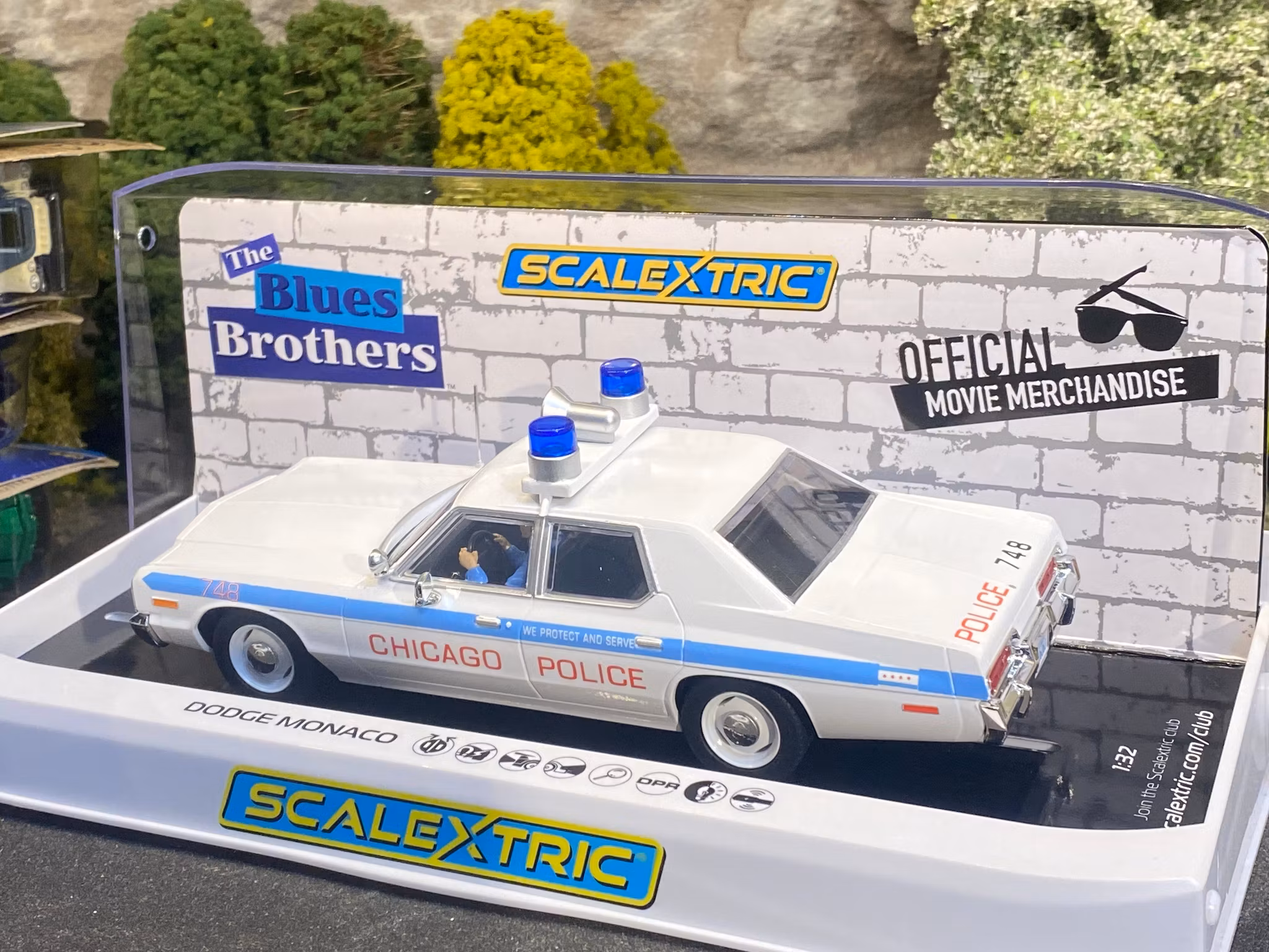 Skala 1/32 An. Scalextric Slot car: Dodge Monaco - The Blues Brothers (Chicago Police)