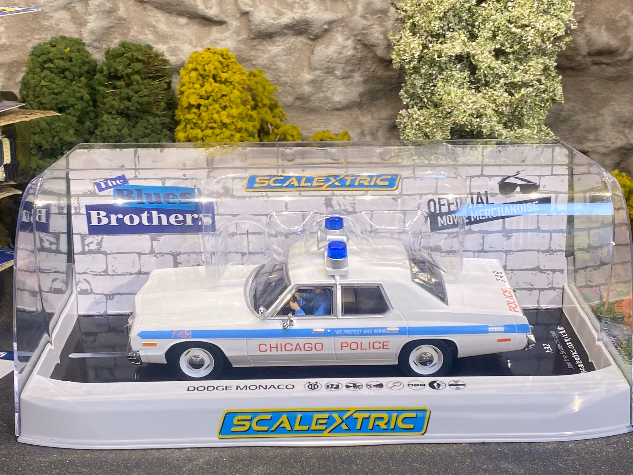 Skala 1/32 An. Scalextric Slot car: Dodge Monaco - The Blues Brothers (Chicago Police)