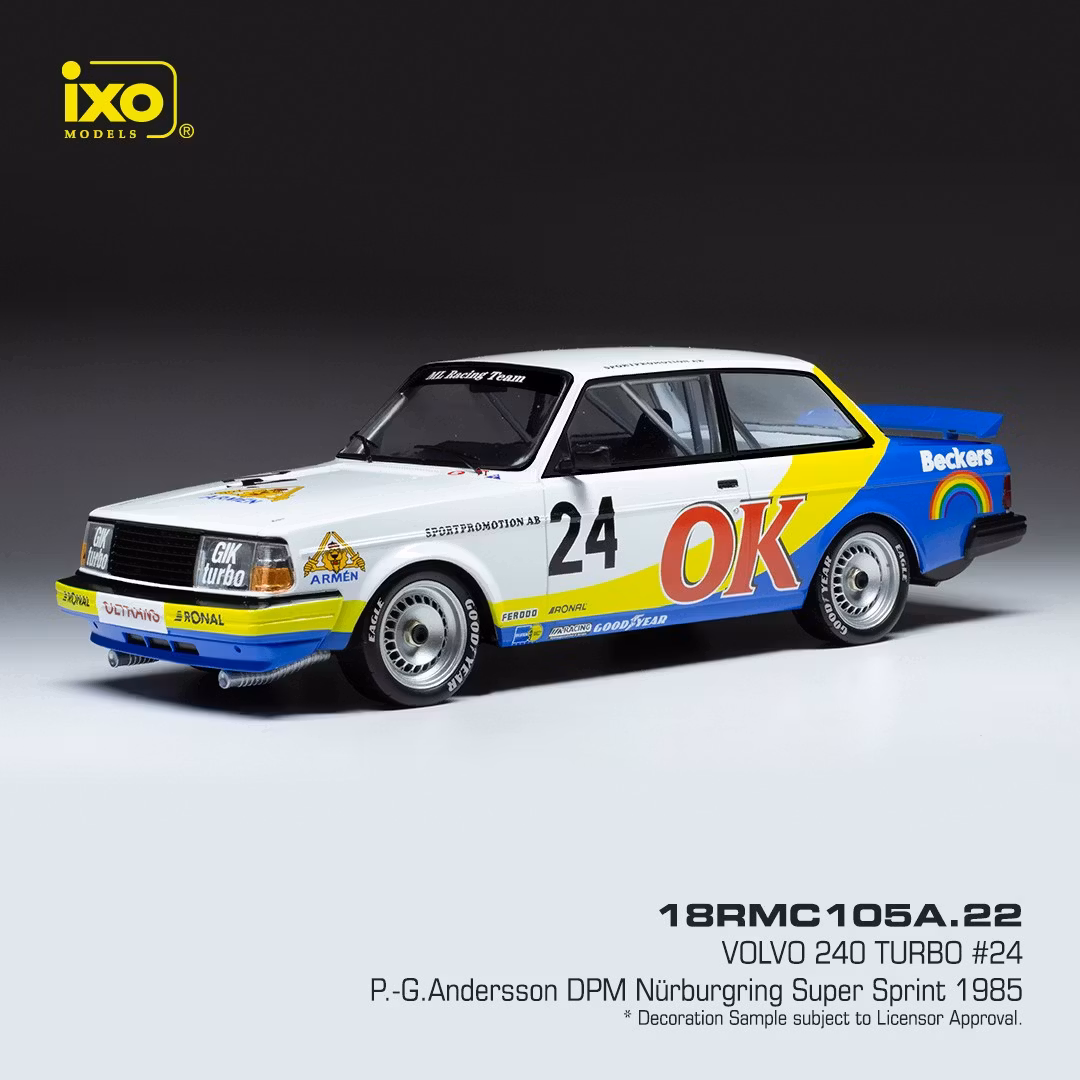 Skala 1/18 VOLVO 240 Turbo #24 DPM Nürburgring Super Sprint 85 fr IXO Models