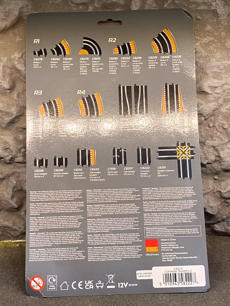 Skala 1/32 Converter straight/Adapterskenor, Classic Scalextric t Scalextric Sport (C8222) 175mm