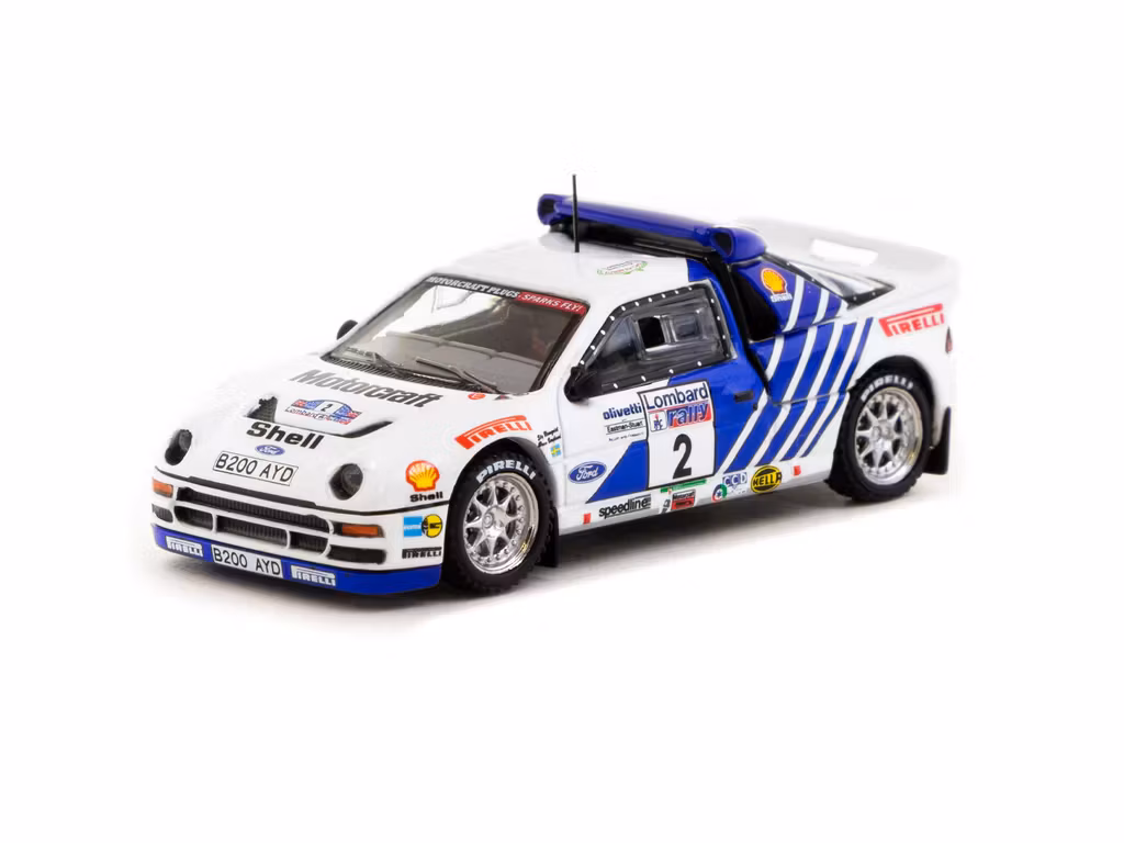 Skala 1/64 Ford RS200 Lombard RAC Rally 1986, Blomqvist/Berglund fr TARMAC works