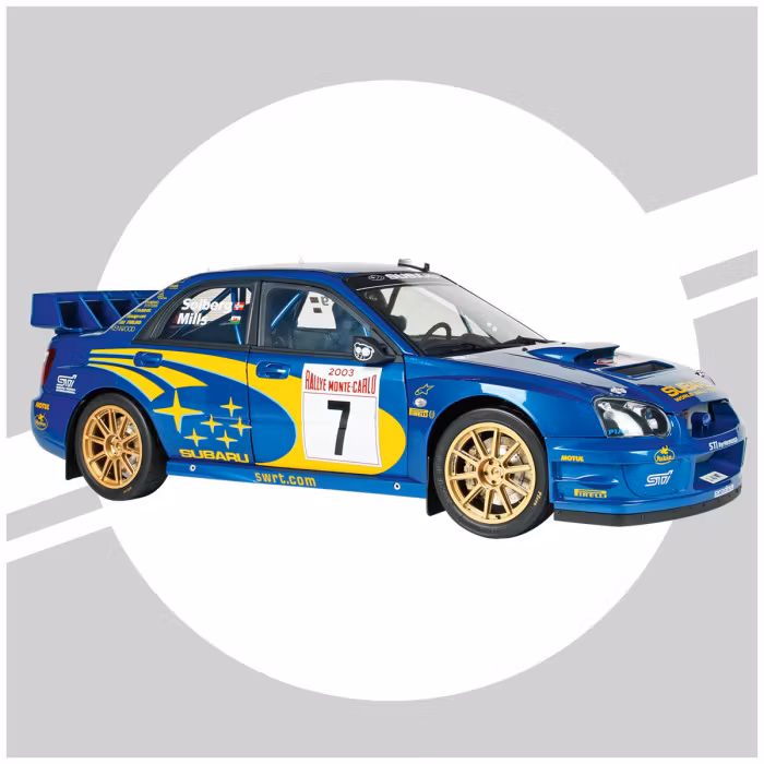 Vattenskadad låda - Skala 1/8 Subaru Impreza Solberg/Mills in metal, w light, etc. fr Ixo Collections - Di