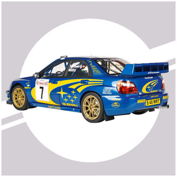 Vattenskadad låda - Skala 1/8 Subaru Impreza Solberg/Mills in metal, w light, etc. fr Ixo Collections - Di