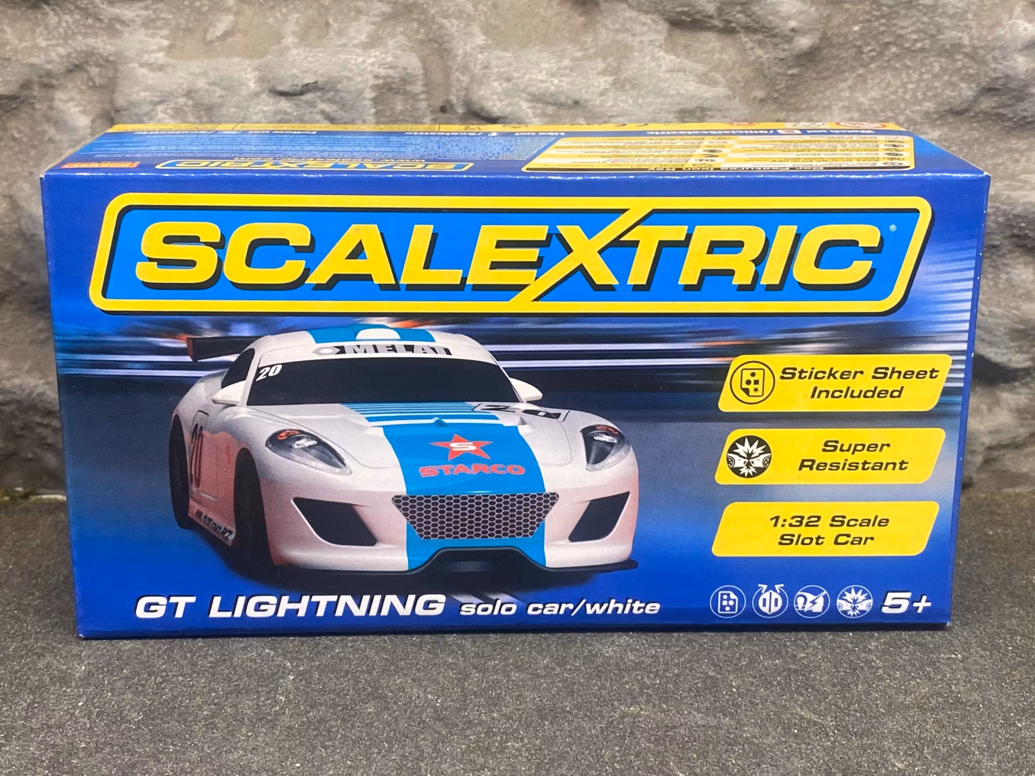 Skala 1/32 Analog Slotcar - GT Lightning, White w stickers