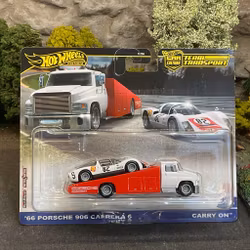 Skala 1/64 Hot Wheels PREMIUM Team Transport: 66' Porsche 906 Carrera 6 & Carry On