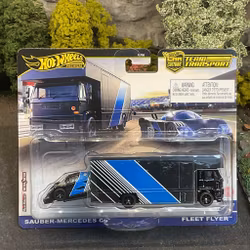 Skala 1/64 Hot Wheels PREMIUM Team Transport: Sauber-Mercedes C9 & Fleet Flyer