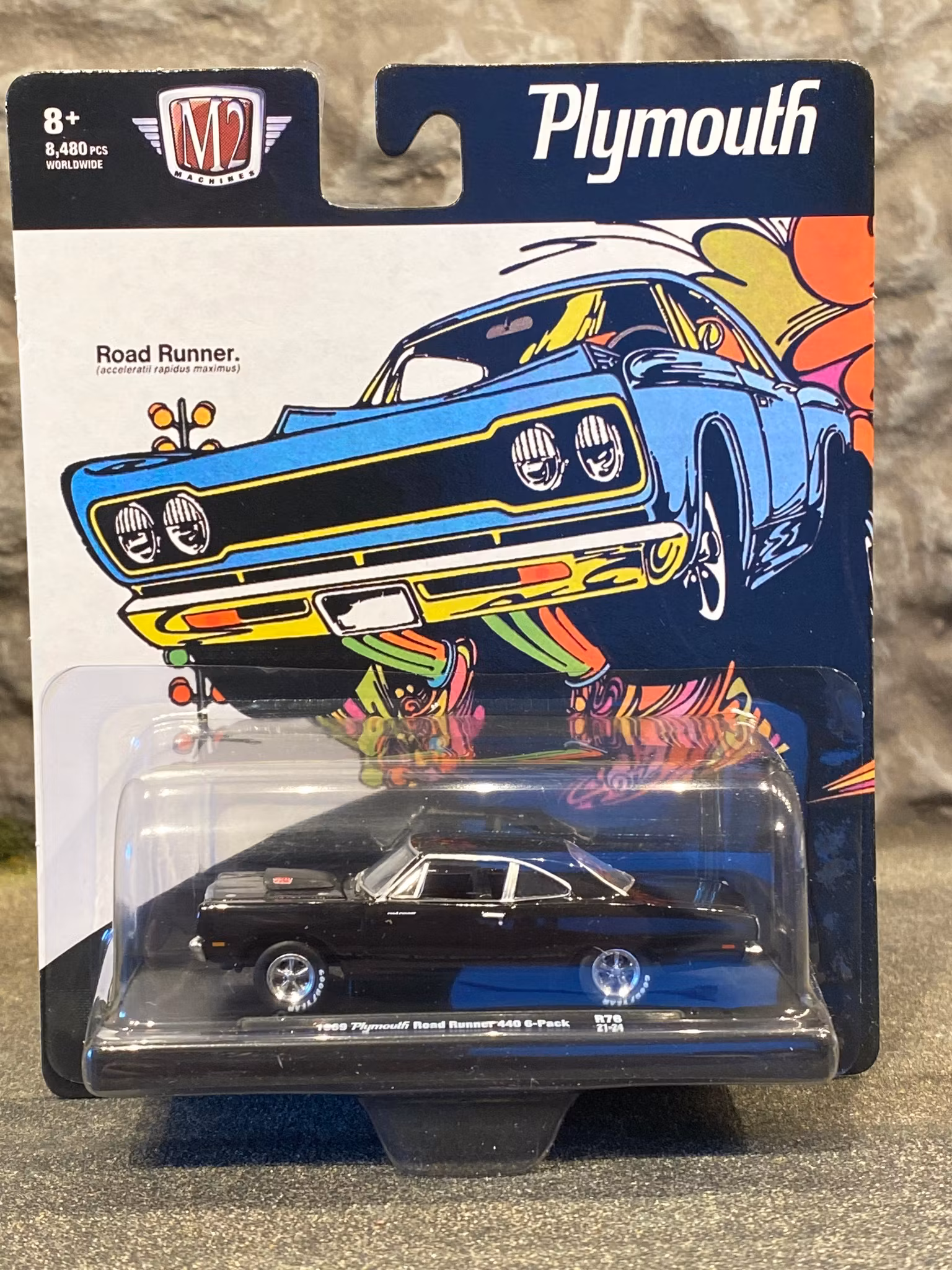 Skala 1/64 Plymouth Road Runner 440 6-pack 69' fr M2