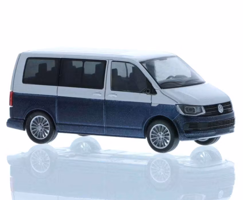 Skala 1/87 - Volkswagen T6.1 Folkabuss, Mörkblå/silver fr Rietze