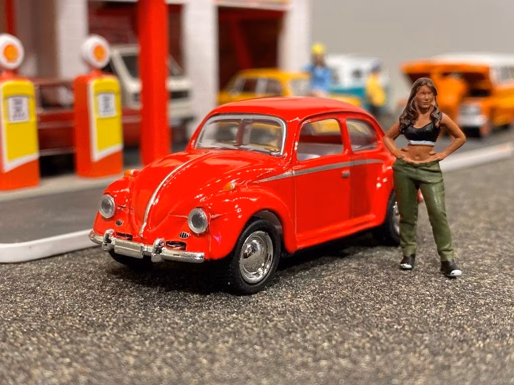 Skala 1/64 Volkswagen Typ 1 Bubbla / Beetle 1967, Röd fr Kinsmart