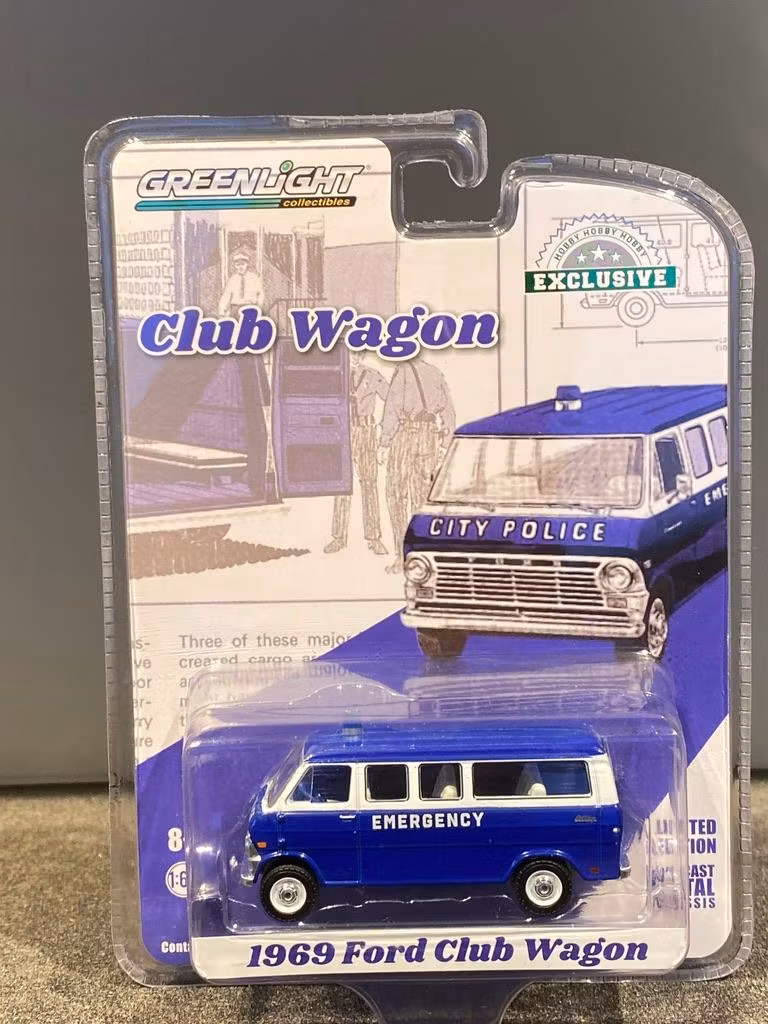 Skala 1/64 Ford Club Wagon 1969' "City Police" från Greenlight Excl.