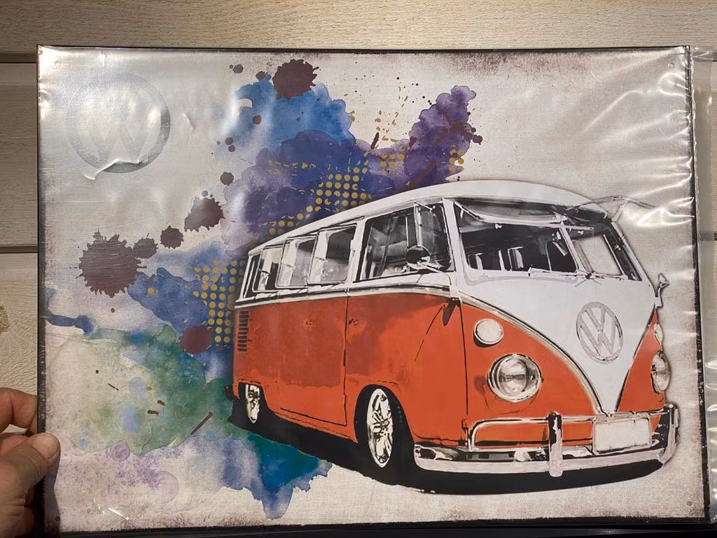 Plåtskylt ca 32 x 42 cm Motiv: Volkswagen T1 Buss, Samba