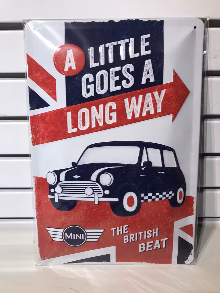 Plåtskylt ca 30 x 20 cm Motiv: The Original Ride - Mini - Little goes a long way