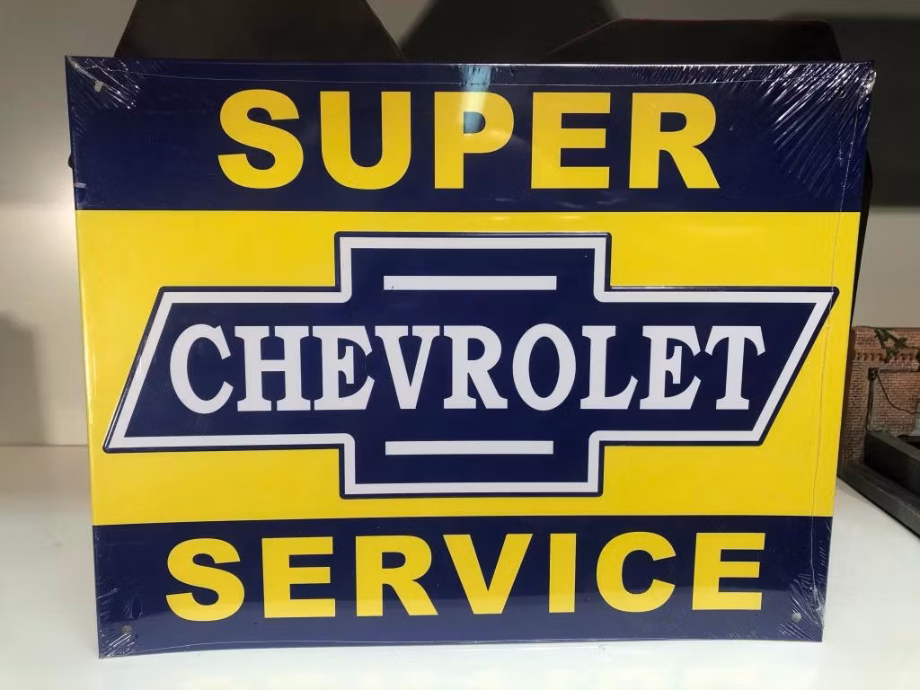Plåtskylt ca 28 x 22 cm Motiv: Super Service - Chevrolet