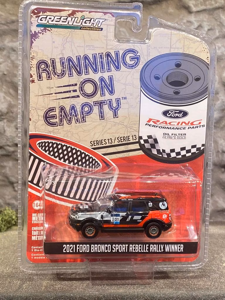 Skala 1/64 Ford Bronco Sport Rebelle Rally 21' - Running on Empty fr Greenlight
