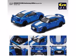 Skala 1/64 NISSAN GT-R (R35) 50 year Lim ed, Bayside blå fr ERA CAR