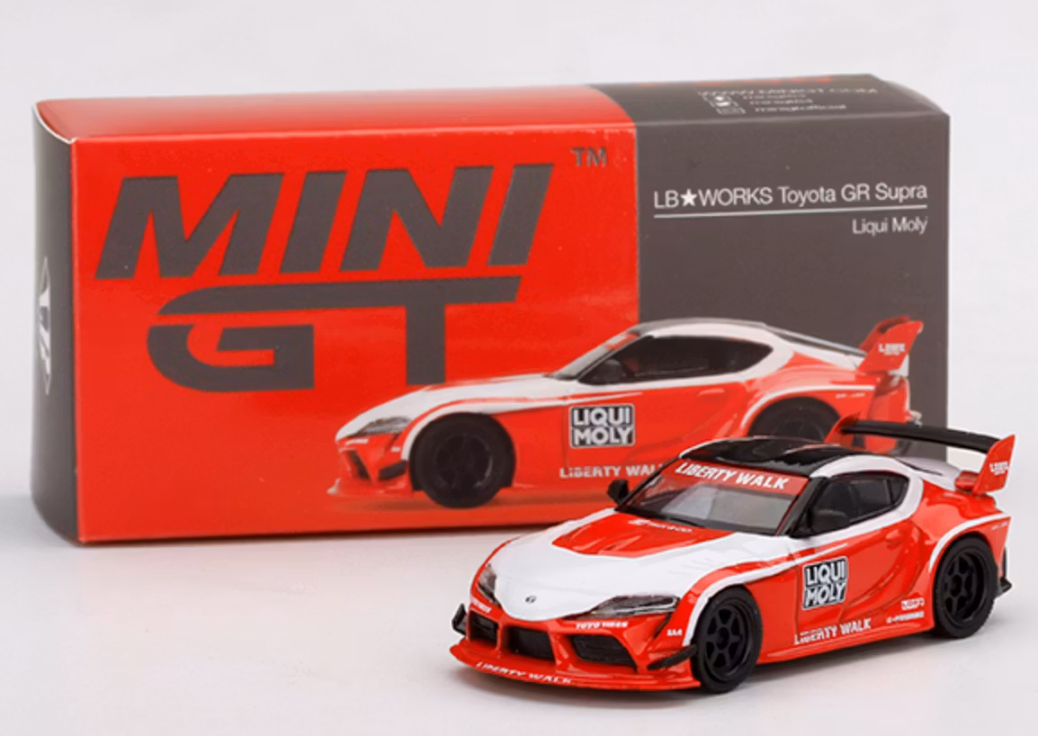 Skala 1/64 - LB★WORKS Toyota GR Supra Liqui Moly, från MINI GT