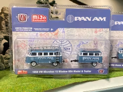 Skala 1/64 -58 Volkswagen Microbus 15 Window USA & Trailer  "Pan Am" fr M2