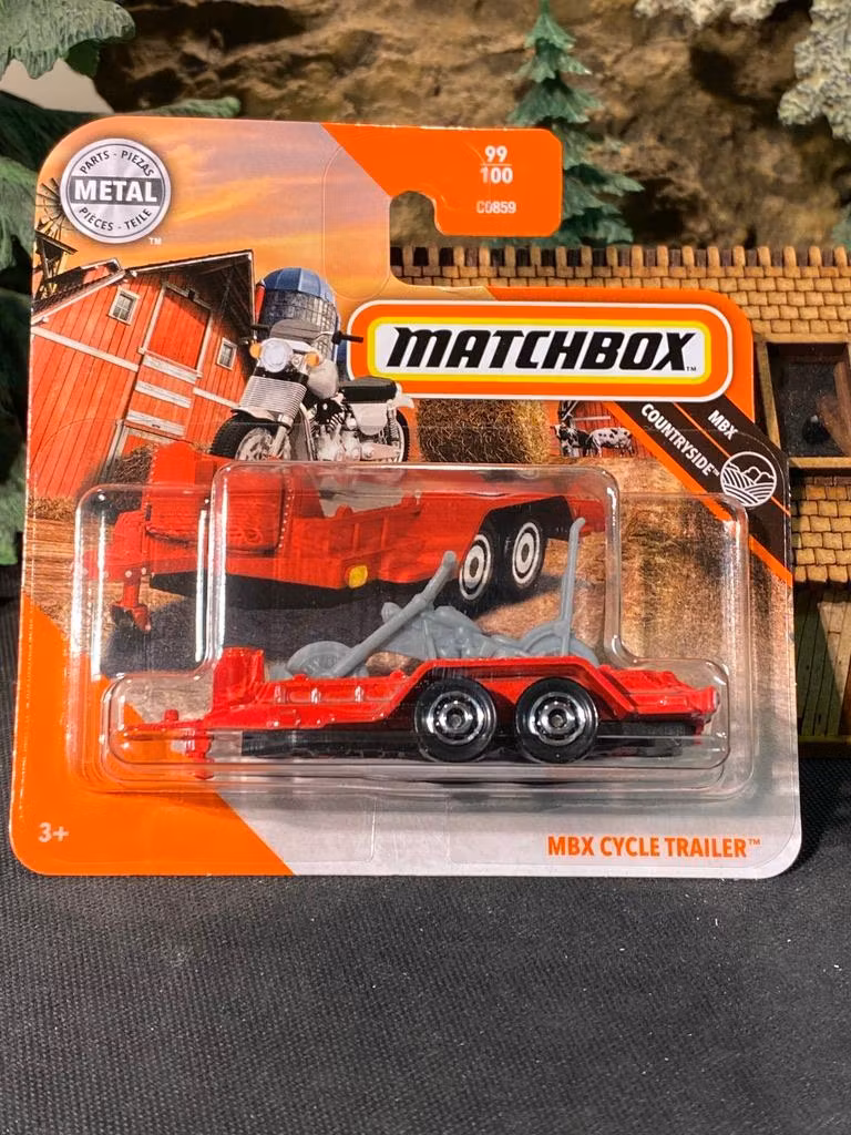 Skala 1/64 Matchbox - MBX Motorcykel trailer / Släp m HD-liknande motorcykel