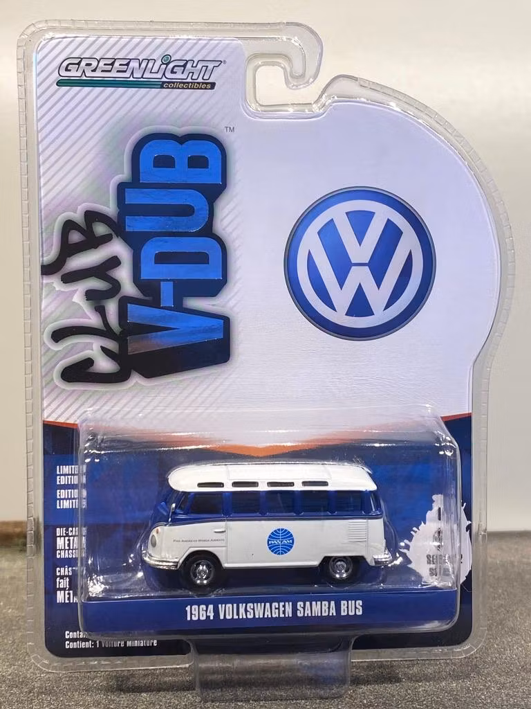 Skala 1/64 Volkswagen T1 64' "Samba Bus" - "PAN AM" Club V-DUB fr Greenlight