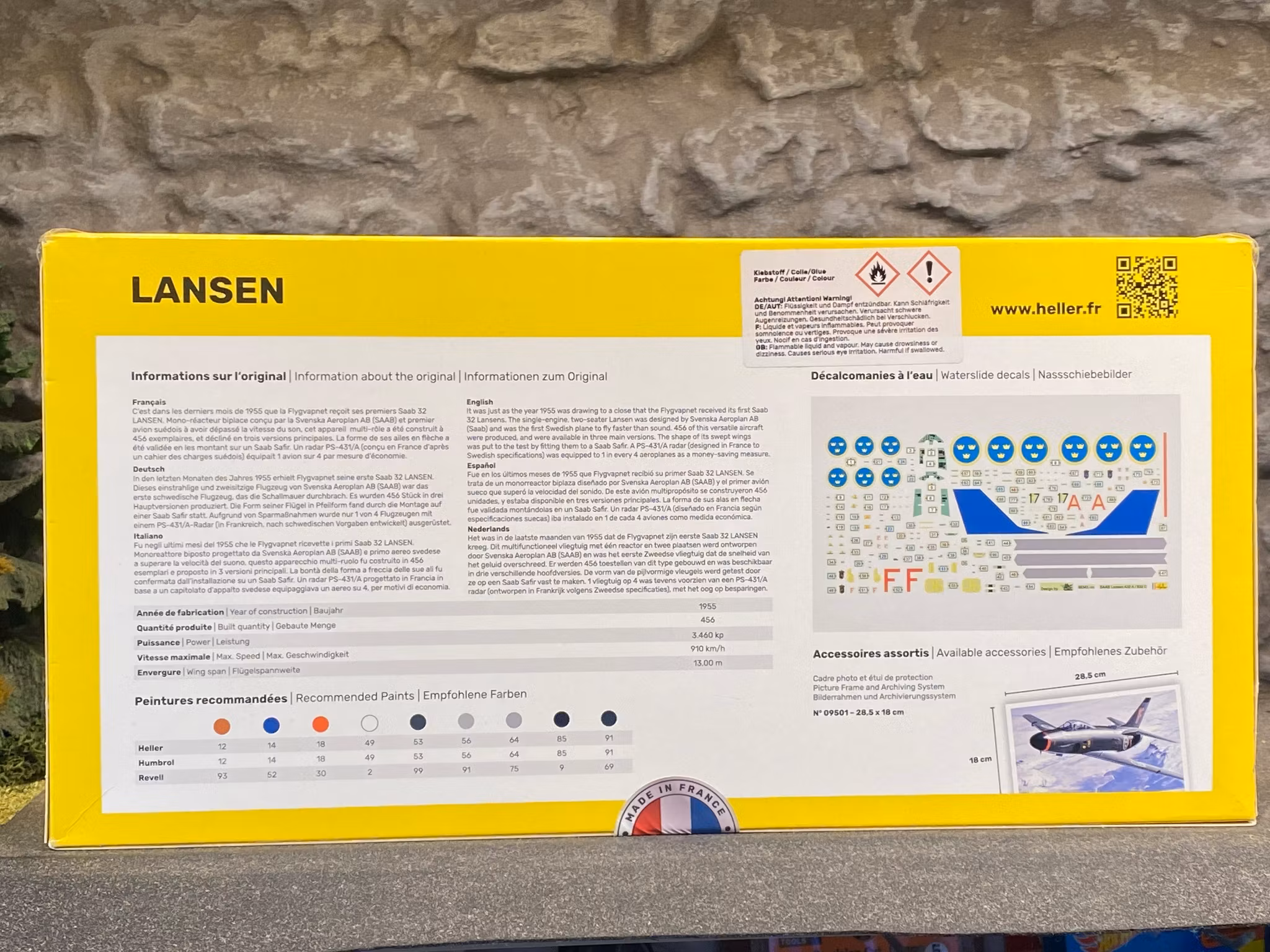 Skala 1/72 SAAB Lansen m Pensel, lim & färg, Svenska dekaler från Heller