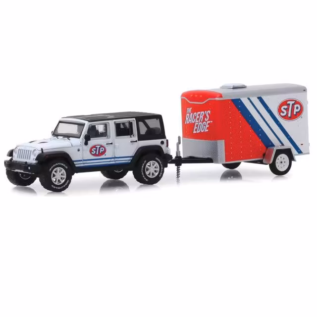 Skala 1/64 - 2015' JEEP Wrangler m "STP" stängt öppningsbart släp fr GreenLight