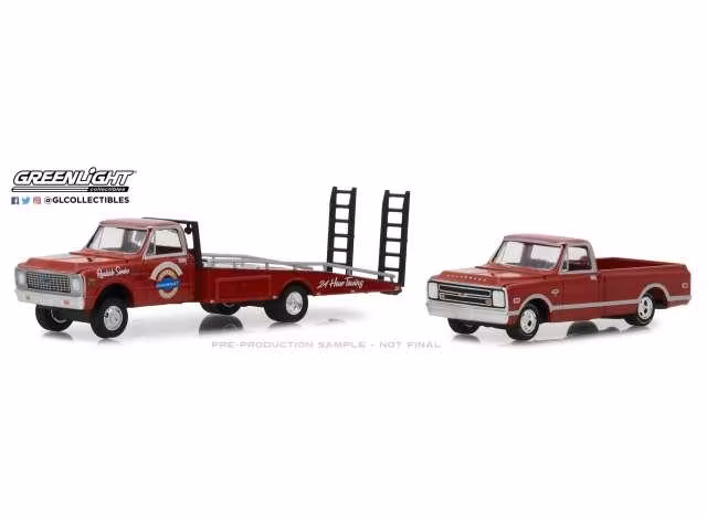 Skala 1/64 71' Chevrolet C30 Ramptruck m Chevrolet C-10 68'  fr GreenLight Lmt Ed