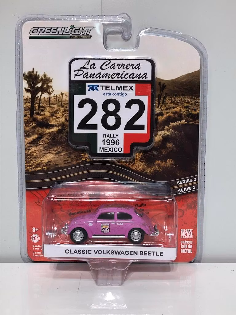 Classic Volkswagen Beetle Typ 1 Bubbla Rally Panamericana i 1/64 från Greenlight