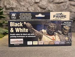 Vallejo Model Air Set, Färg: Black & White Set 8 flaskor á 17ml, 70151