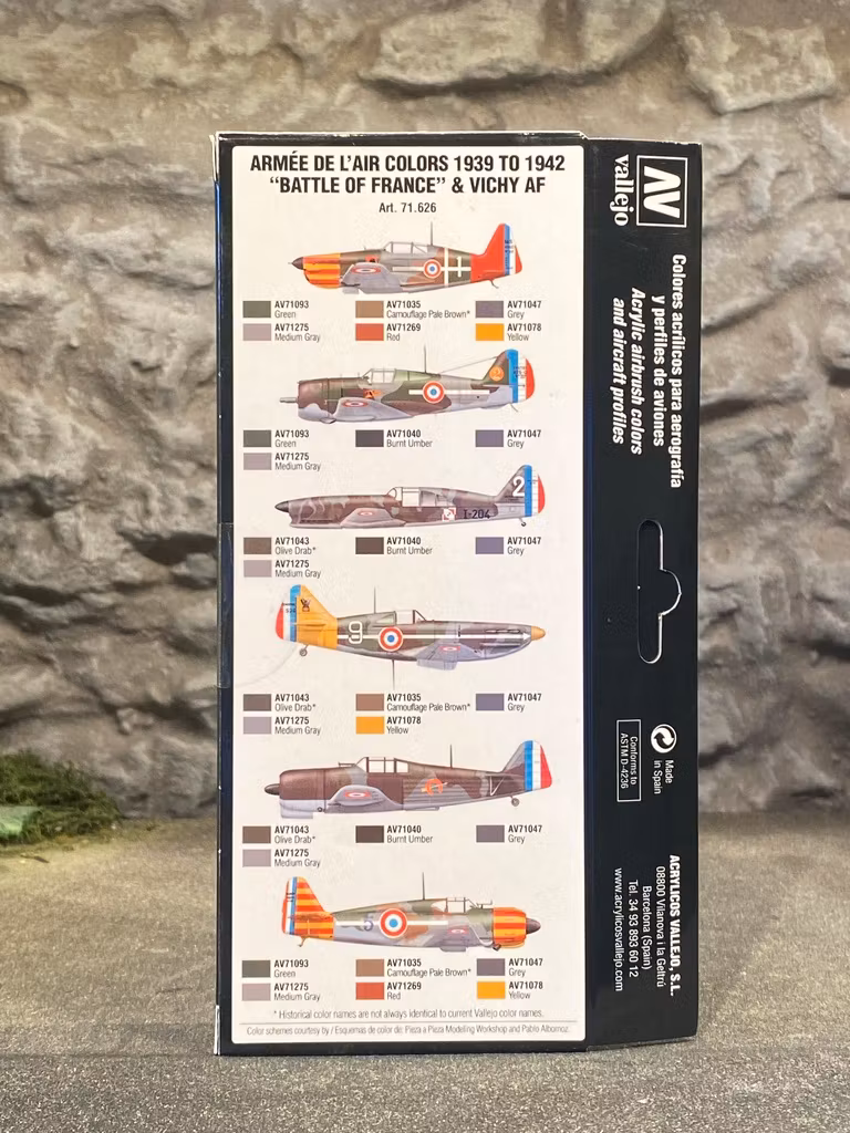 Vallejo Model Air Set, Färg: Allierade 39-42 Battle of france Set 8 flaskor á 17ml, 71626