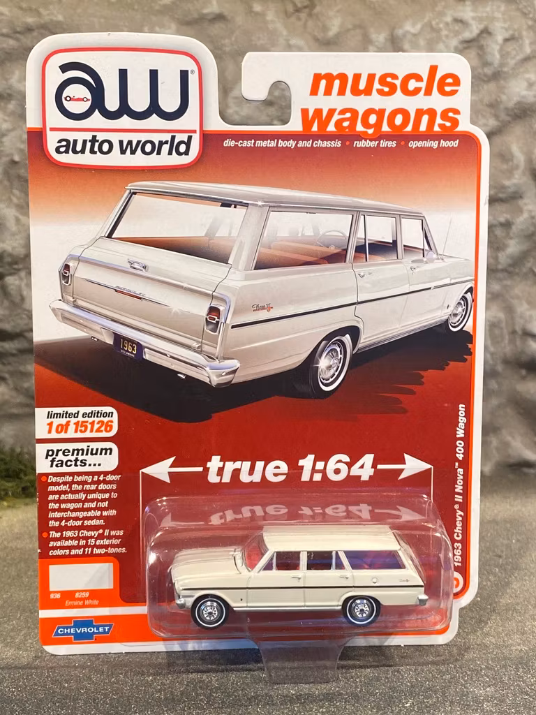 Skala 1/64 Chevy II Nova 400 Wagon 63' fr AUTO WORLD Lim.Ed. Rel.4 Ver A