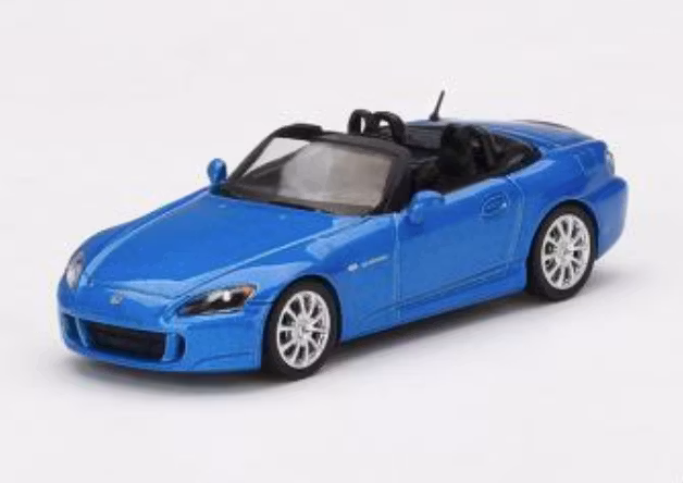 Skala 1/64 - Honda S2000 (AP2) Laguna Blue Pearl, Vä styrd, från MINI GT