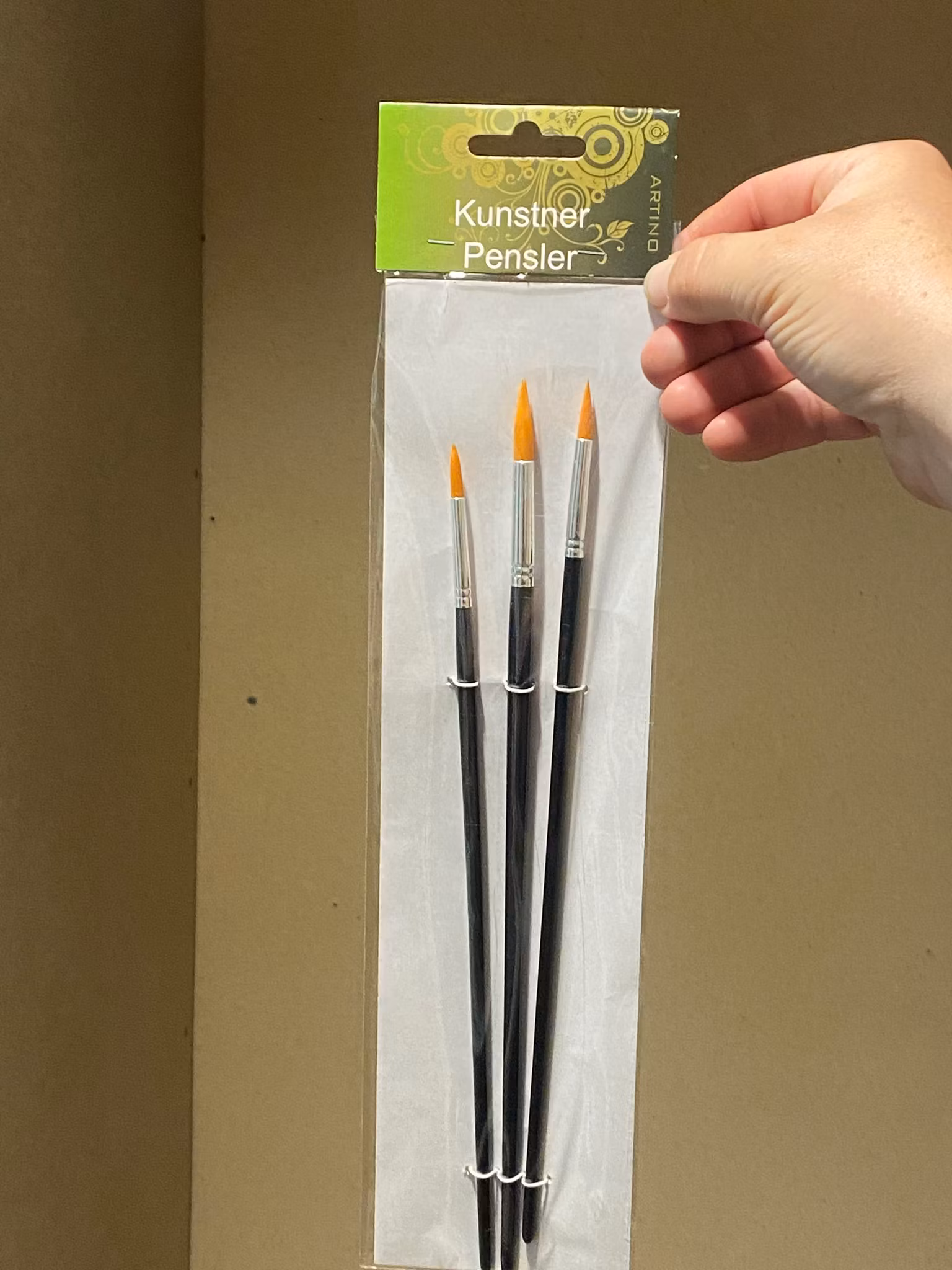 Konstnärs-pensel-set med 3 olika, rund, Syntetiska, Stl Pensel 4, 6,10 från Artino