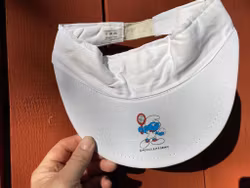 Ljuvlig klassisk oanvänd Retro Smurf keps / Solskärm / Golfkeps PEYO, Smurfarna