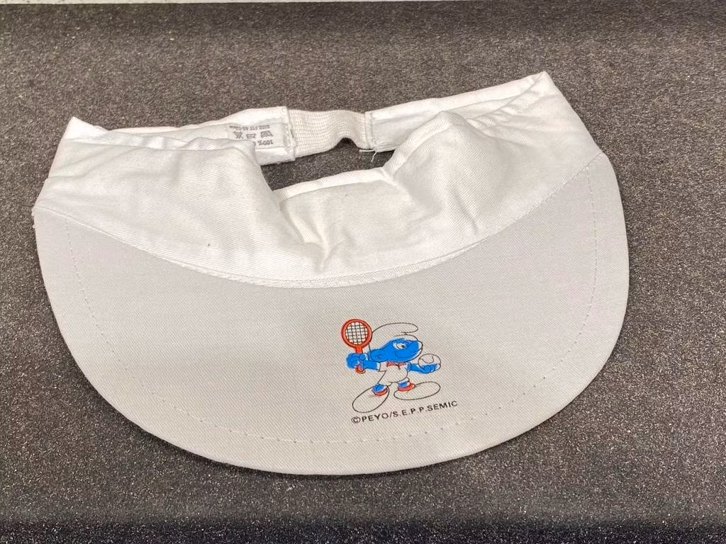 Ljuvlig klassisk oanvänd Retro Smurf keps / Solskärm / Golfkeps PEYO, Smurfarna