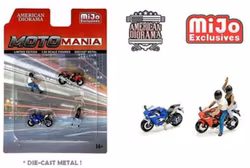 Skala 1/64 Figurer "Moto Mania" - 2 fig + 2 Motorcyklar, - American Diorama MiJo