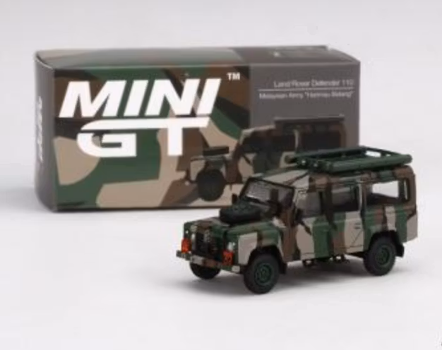 Skala 1/64 - Land Rover Defender 110 Malaysian Army, Harimau Belang - MINI GT