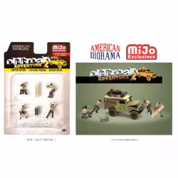 Skala 1/64 Figurer "Offroad Adventure 2" - 4 fig + 2 tillbehör - American Diorama MiJo