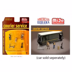 Skala 1/64 Figurer "Courier Service" - 2 fig + 3 tillbehör - American Diorama MiJo