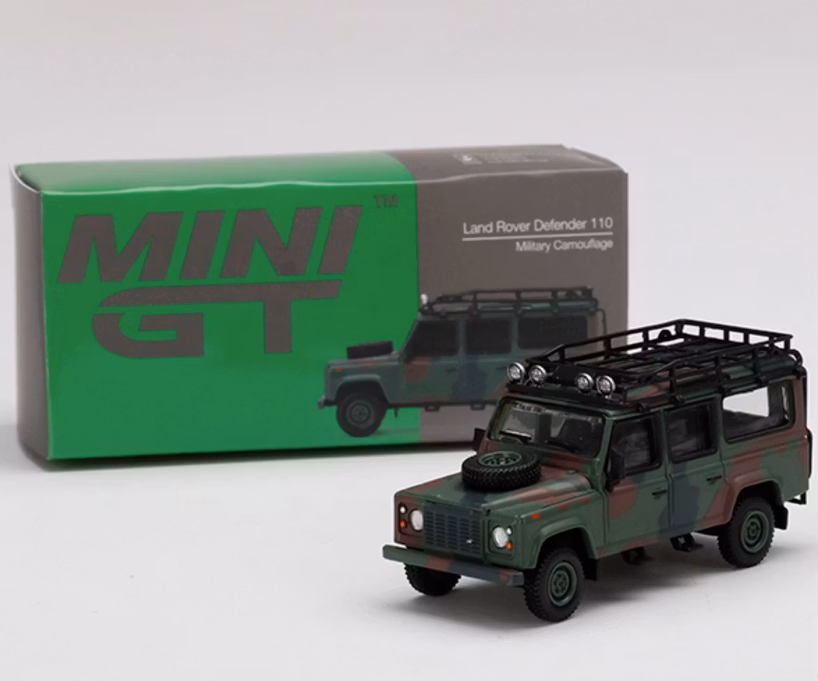 Skala 1/64 -  Land Rover Defender 110 Military Camouflage - MINI GT
